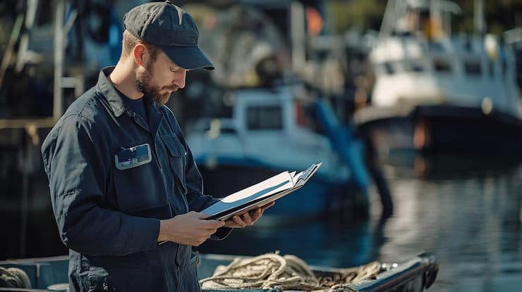 Inspector checking hull